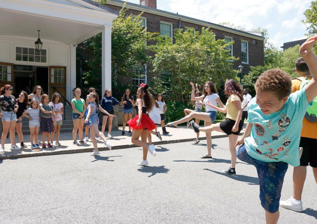 Dance party in the Oval at Poly Summer day camp